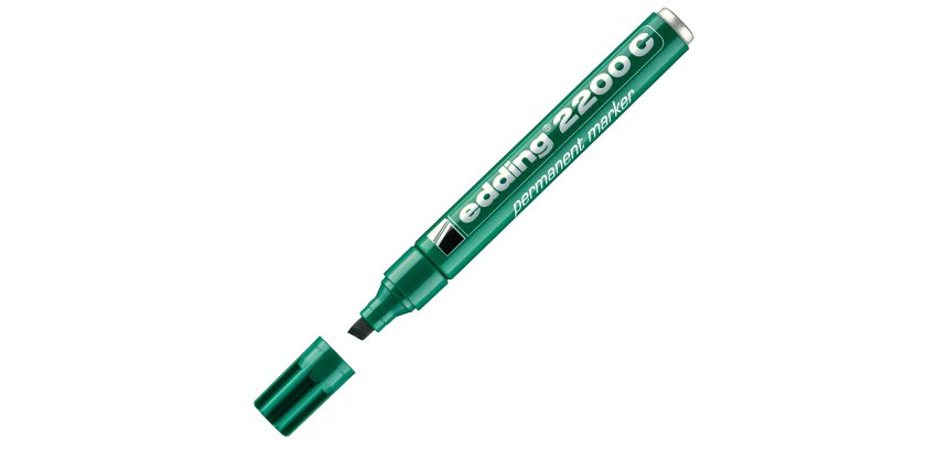 Marcatore permanente 2200C - punta a scalpello - da 1 a 5 mm - verde  - Edding