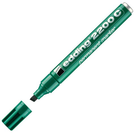 Marcatore permanente 2200C - punta a scalpello - da 1 a 5 mm - verde  - Edding