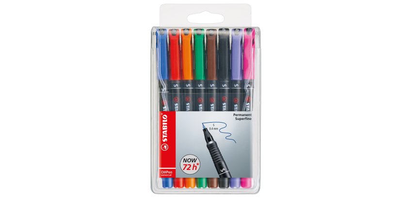 Pennarello OHPen universal permanente 841 - punta superfine 0,4 mm - colori assortiti - Stabilo - conf. 8 pezzi