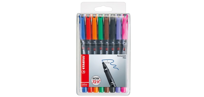 Pennarello OHPen universal permanente 842  - punta fine 0,7 mm - colori assortiti - Stabilo - conf. 8 pezzi