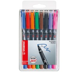 Pennarello OHPen universal permanente 843 - punta media 1 mm - colori assortiti - Stabilo - conf. 8 pezzi