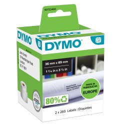 Rotolo 260 etichette LW 990120 - 36 x 89 mm - carta - indirizzi estesi - bianco - Dymo - conf. 2 rotoli