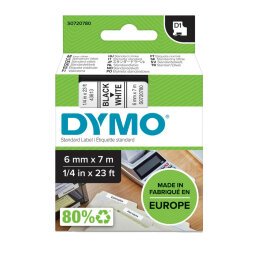 Nastro D1 436130 - 6 mm x 7 mt - nero/bianco - Dymo