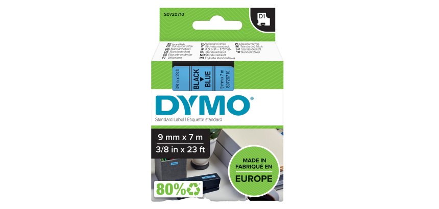 Nastro D1 standard 409160 - 9 mm x 7 mt - PL - nero/blu - Dymo