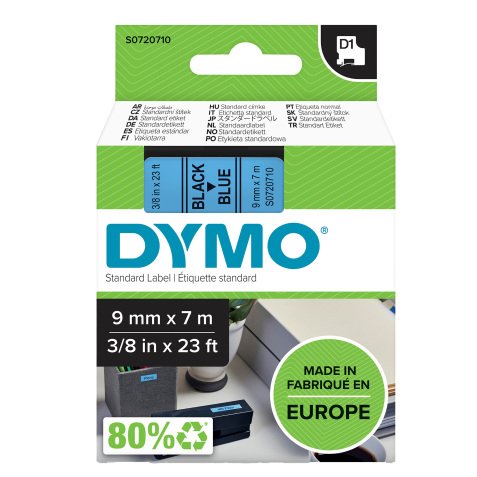 Nastro D1 409160 - 9 mm x 7 mt - nero/blu - Dymo