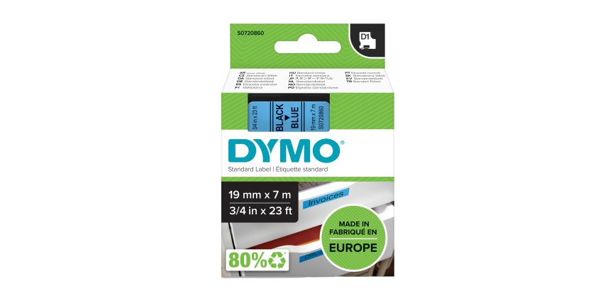 Nastro D1 standard 458060 - 19 mm x 7 mt - PL - nero/blu - Dymo