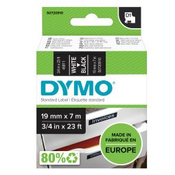 Dymo d1 standard - white on black - 19mm