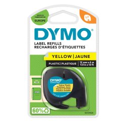 Nastro Letratag 912020 - 12 mm x 4 mt - plastica - giallo - Dymo