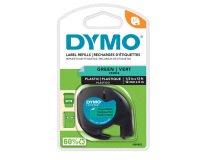 DYMO Branded LetraTag Plastic Labels | 12 mm x 4 m Roll | Black Print on Green Labels | MultipurposeSelf-Adhesive Labels for LetraTag Label Makers