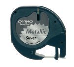 Nastro Letratag 912080 - 12 mm x 4 mt - metallo - argento - Dymo