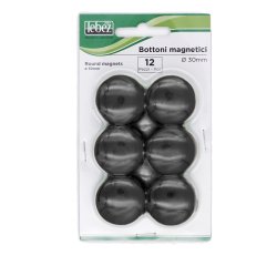 Bottoni magnetici - diametro 3 cm - nero - Lebez - conf. 12 pezzi