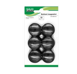 Bottoni magnetici - diametro 4 cm - nero - Lebez - conf. 12 pezzi