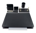 Servizio scrittoio Classic - similpelle - 6 componenti - nero - City Time