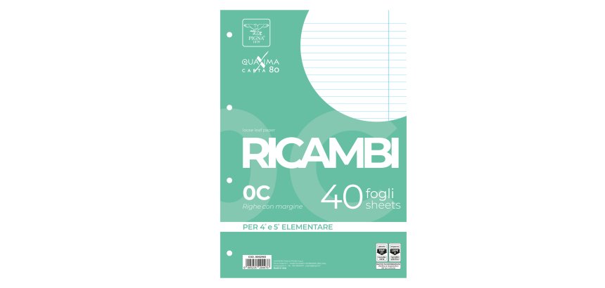 Ricambi forati Quaxima - A4 - 1 rigo c/margine - 80 gr - Pigna - conf. 40 pezzi