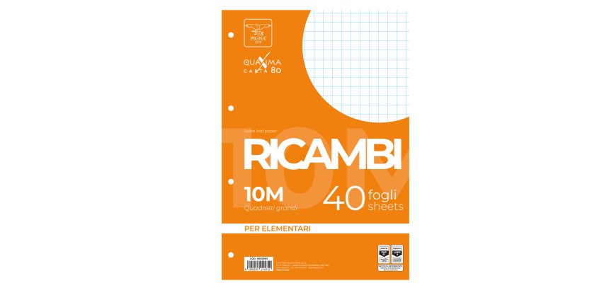 Ricambi forati Quaxima - A4 - 10 mm - 80 gr - Pigna - conf. 40 pezzi