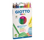 Pastelli colorati Mega - esagonale - mina 5,5 mm  - Giotto - conf. 12 pezzi