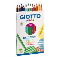 Pastelli colorati Mega - esagonale - mina 5,5 mm  - Giotto - conf. 12 pezzi