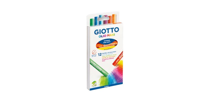 Pastelli a olio - lunghezza 70 mm - diametro11 mm - colori assortiti - Giotto - conf. 12 pezzi