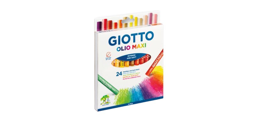 Pastelli a olio - lunghezza 70 mm - diametro11 mm - colori assortiti - Giotto - conf. 24 pezzi