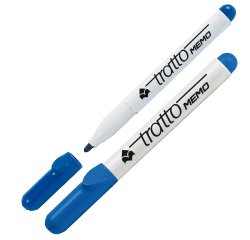 Pennarello Tratto Memo - a secco - per lavagne cancellabili - punta conica - tratto 2,5 mm - blu - Tratto