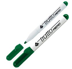 Pennarello Tratto Memo - a secco - per lavagne cancellabili - punta conica - tratto 2,5 mm - verde - Tratto