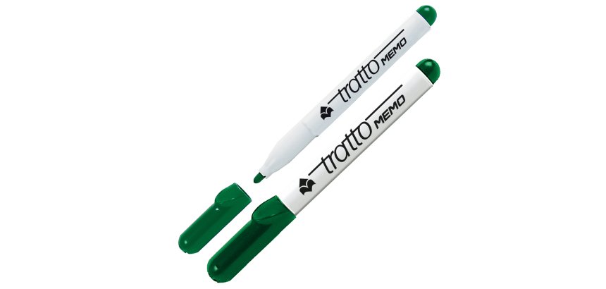 Pennarello Tratto Memo - a secco - per lavagne cancellabili - punta conica - tratto 2,5 mm - verde - Tratto