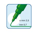 Pennarelli Office - punta feltro - punta fine -  tratto 0,7 mm - verde - Tratto - conf. 12 pezzi