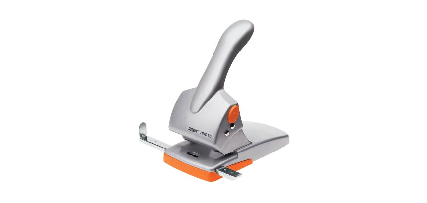 Perforatore HDC65 - max 65 fogli - 2 fori - passo 8 cm - argento/arancio - Rapid