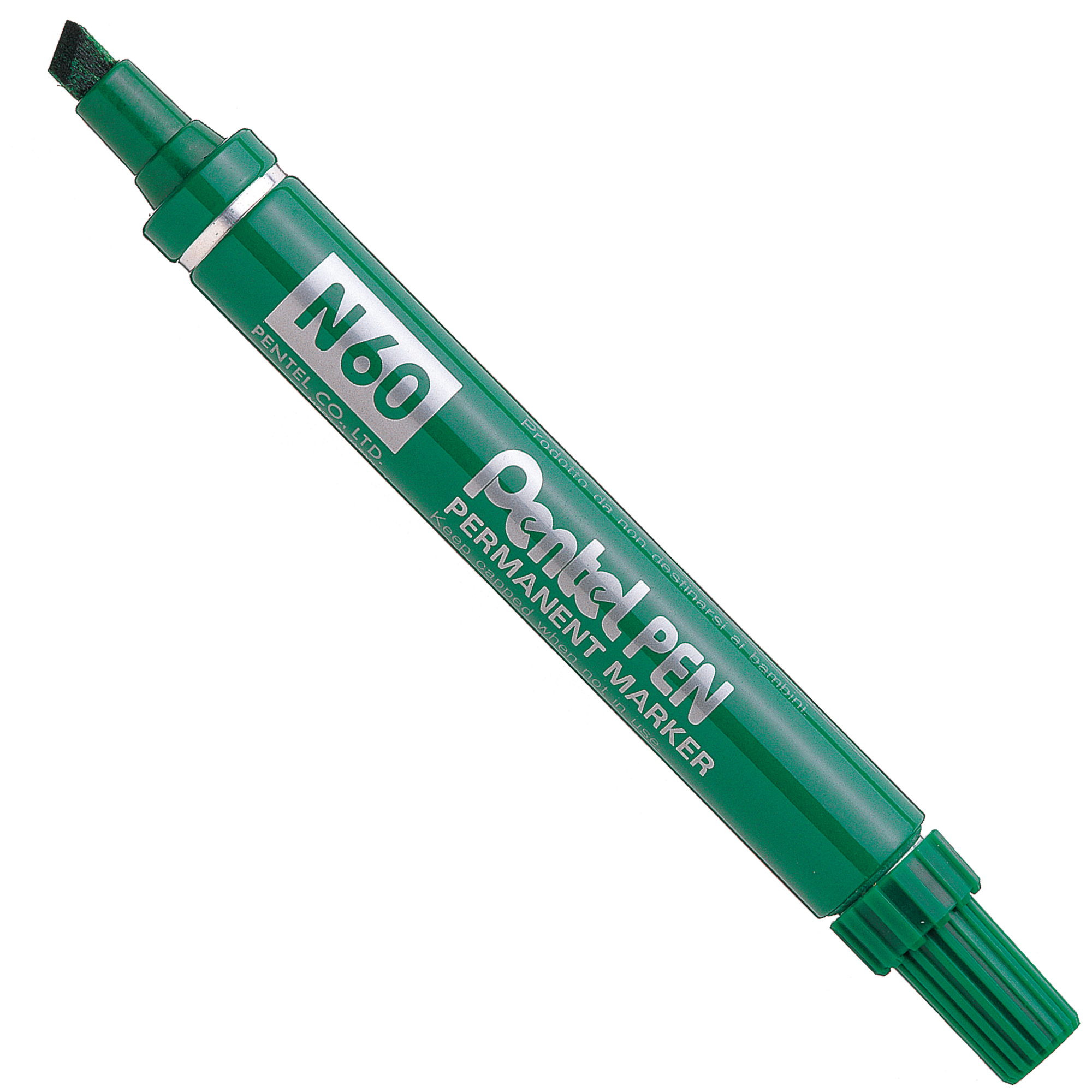 Marcatore permanente N60 - punta scalpello - verde - Pentel su
