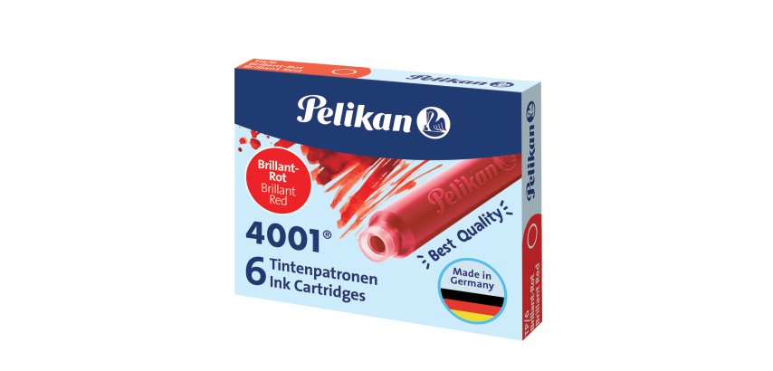Cartucce inchiostro 4001 (TP/6)  - lunghezza 39mm - rosso - Pelikan  - conf. 6 pezzi