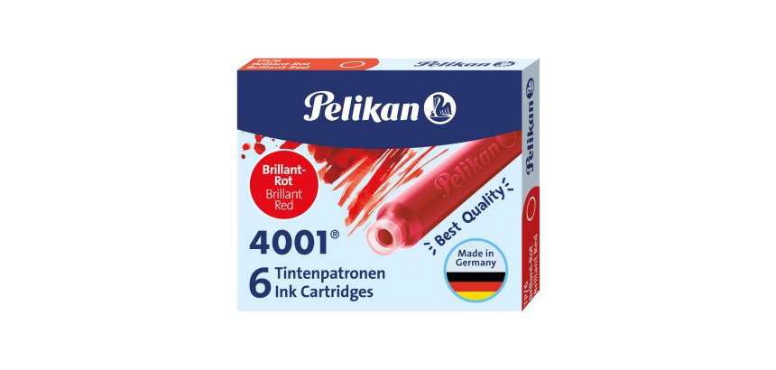 Cartucce inchiostro 4001 (TP/6)  - lunghezza 39mm - rosso - Pelikan  - conf. 6 pezzi