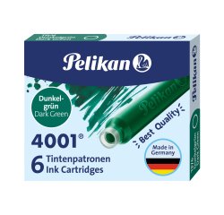 Cartucce inchiostro 4001 (TP/6)  - lunghezza 39mm - verde scuro - Pelikan  - conf. 6 pezzi