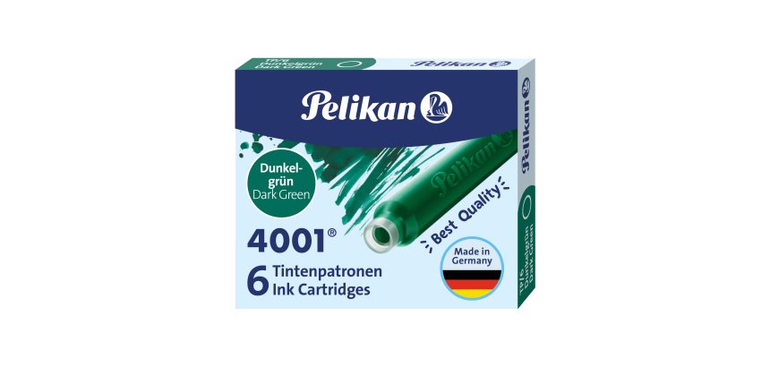 Cartucce inchiostro 4001 (TP/6)  - lunghezza 39mm - verde scuro - Pelikan  - conf. 6 pezzi