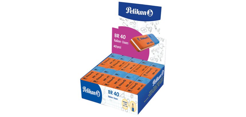 Gomma BR40 - blu e rossa - Pelikan - conf. 40 pezzi