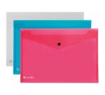 Busta con bottone Pull - A4 - PP - colori assortiti - King Mec