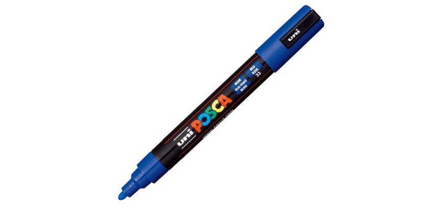 Marcatore a base d'acqua Uni Posca PC5M  - punta  tonda media da 1,8mm a 2,5mm - blu - Uni Mitsubishi