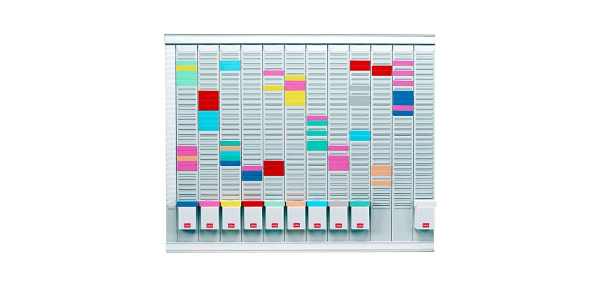 Professional Planner - 80 x 73 x 1,5 cm - 100 schede indice 1 bianche e 1000 schede indice 2 colorate incluse - Nobo