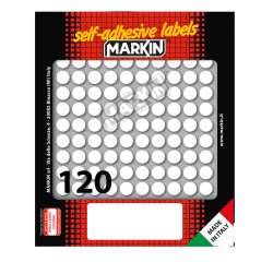Etichette adesive - in carta - permanenti - diametro 10 mm - 120 et/fg - 10 fogli - bianco - Markin
