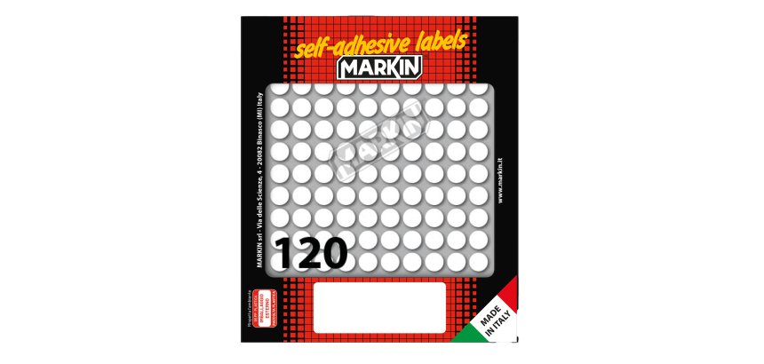 Etichette adesive tonde - in carta - permanenti - diametro 10 mm - 120 et/fg - 10 fogli - bianco - Markin