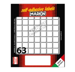 Etichette adesive - in carta - permanenti - 14 x 14 mm - 63 et/fg - 10 fogli - bianco - Markin