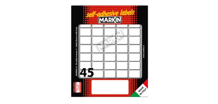 Etichette adesive - in carta - permanenti - 21 x 14 mm - 45 et/fg - 10 fogli - bianco - Markin