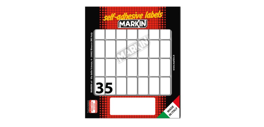 Etichette adesive - in carta - permanenti - 27 x 15 mm - 35 et/fg - 10 fogli - bianco - Markin
