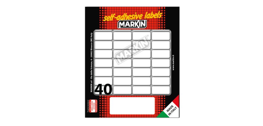 Etichette adesive - in carta - permanenti - 28 x 12 mm - 40 et/fg - 10 fogli - bianco - Markin