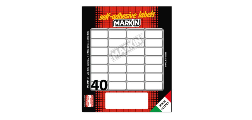 Etichette adesive - in carta - permanenti - 28 x 12 mm - 40 et/fg - 10 fogli - bianco - Markin