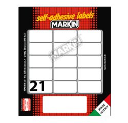 Etichette adesive - in carta - permanenti - 37 x 19 mm - 21 et/fg - 10 fogli - bianco - Markin