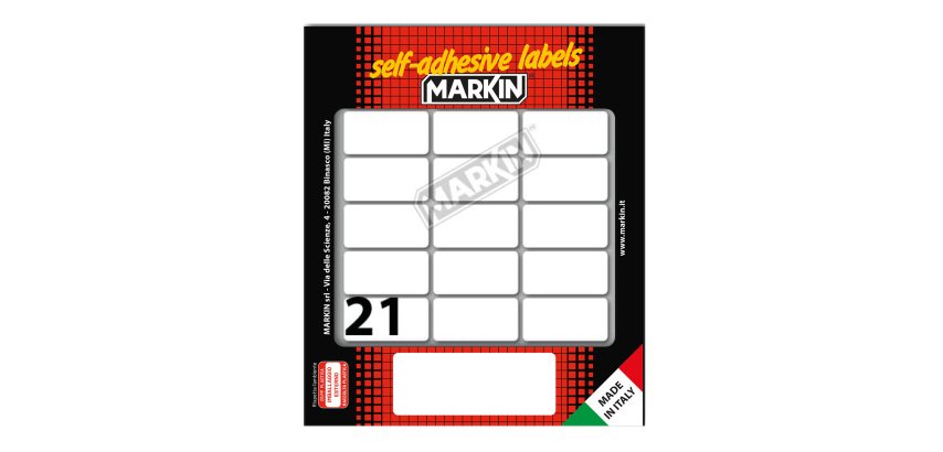 Etichette adesive - in carta - permanenti - 37 x 19 mm - 21 et/fg - 10 fogli - bianco - Markin