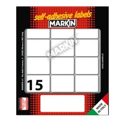 Etichette adesive - in carta - permanenti - 37 x 27 mm - 15 et/fg - 10 fogli - bianco - Markin