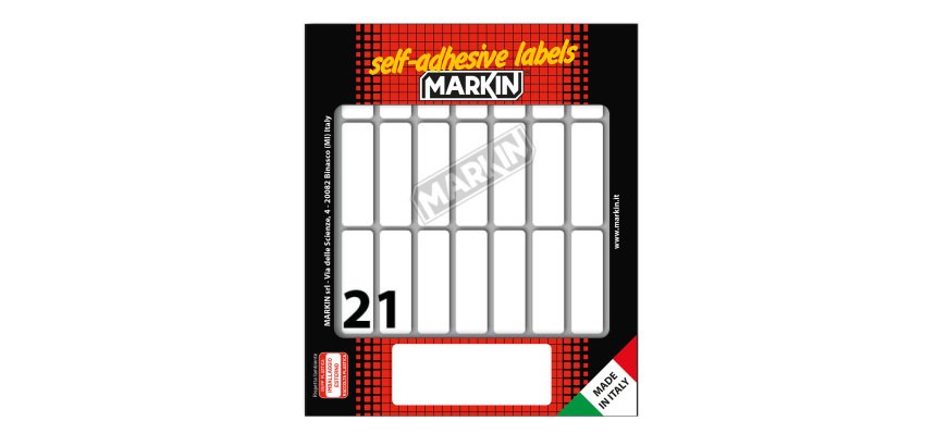 Etichette adesive - in carta - permanenti - 46 x 14 mm - 21 et/fg - 10 fogli - bianco - Markin