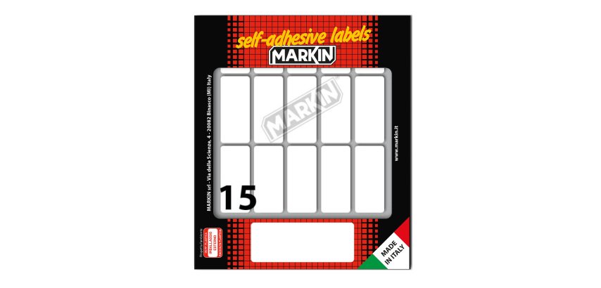 Etichette adesive - in carta - permanenti - 46 x 20 mm - 15 et/fg - 10 fogli - bianco - Markin