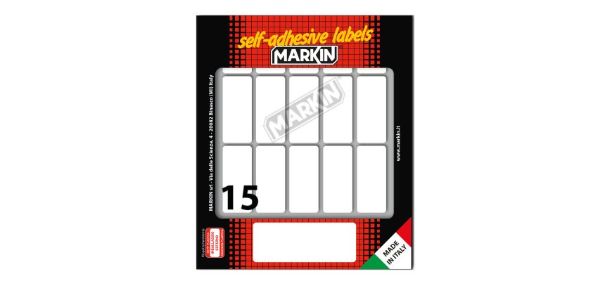 Etichette adesive - in carta - permanenti - 46 x 20 mm - 15 et/fg - 10 fogli - bianco - Markin